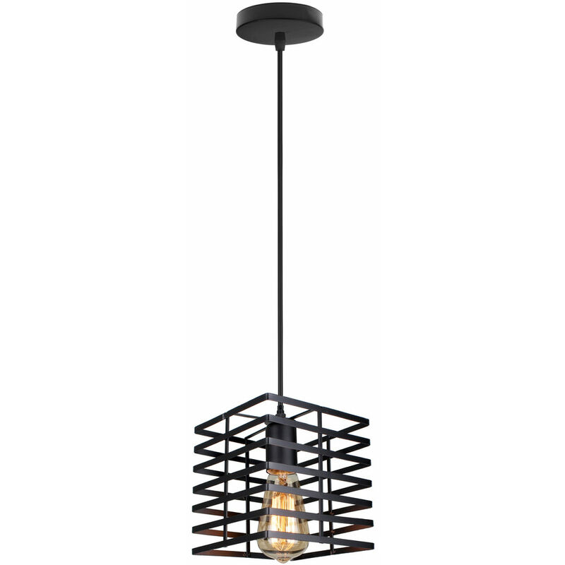 foto del prodotto lampada a sospensione, lampada da soffitto in industriale stile, illuminazione con 22cm gabbia quadrata per soggiorno cucina camera da letto loft