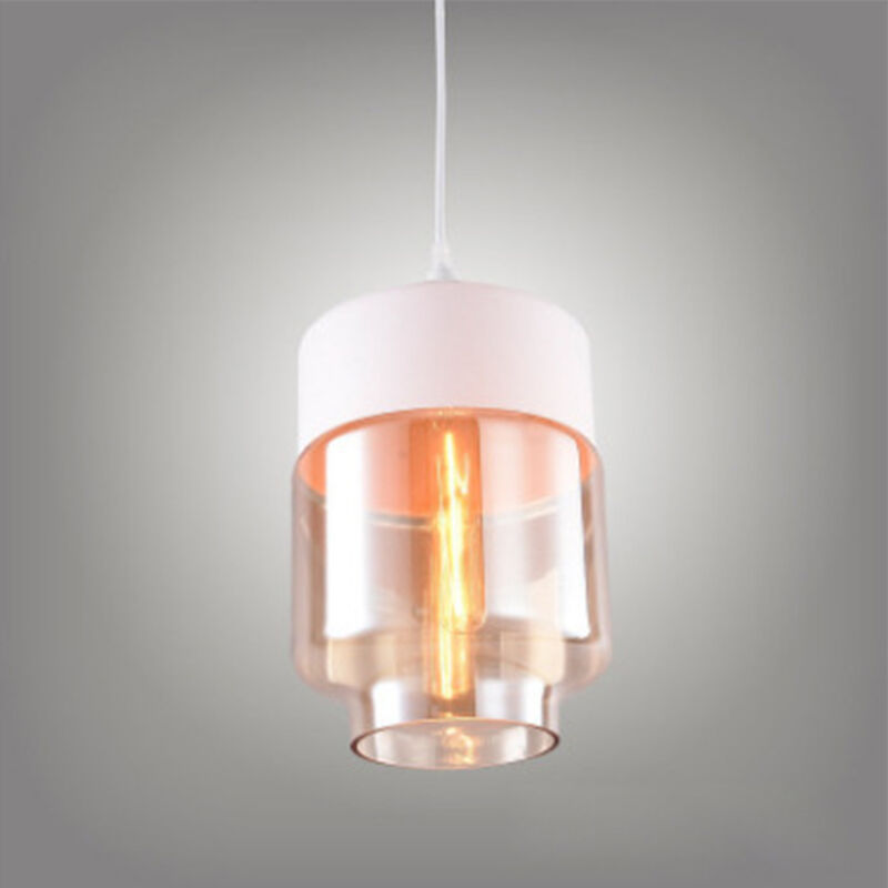 foto del prodotto lampada a sospensione, lampada da soffitto in vetro, illuminazione con paralume marrone trasparente per soggiorno sala da pranzo bianco 18cm