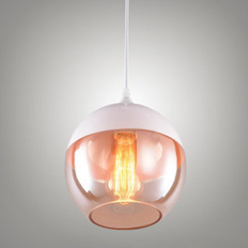 foto del prodotto lampada a sospensione, lampada da soffitto in vetro, illuminazione con paralume marrone trasparente per soggiorno sala da pranzo bianco 20cm girare