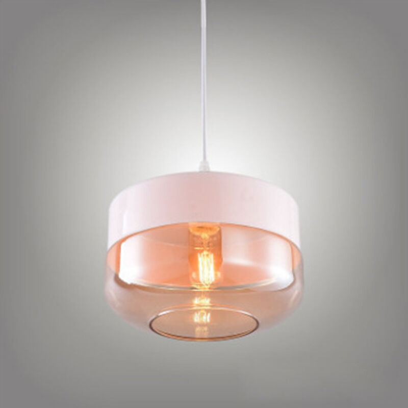 foto del prodotto lampada a sospensione, lampada da soffitto in vetro, illuminazione con paralume marrone trasparente per soggiorno sala da pranzo bianco 25cm