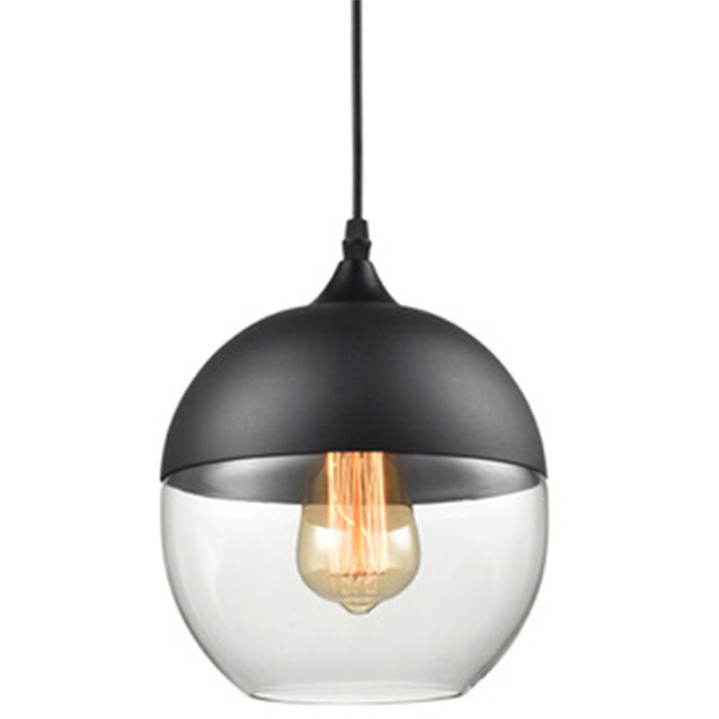 foto del prodotto lampada a sospensione, lampada da soffitto in vetro, illuminazione con paralume trasparente per soggiorno sala da pranzo nero 20cm girare