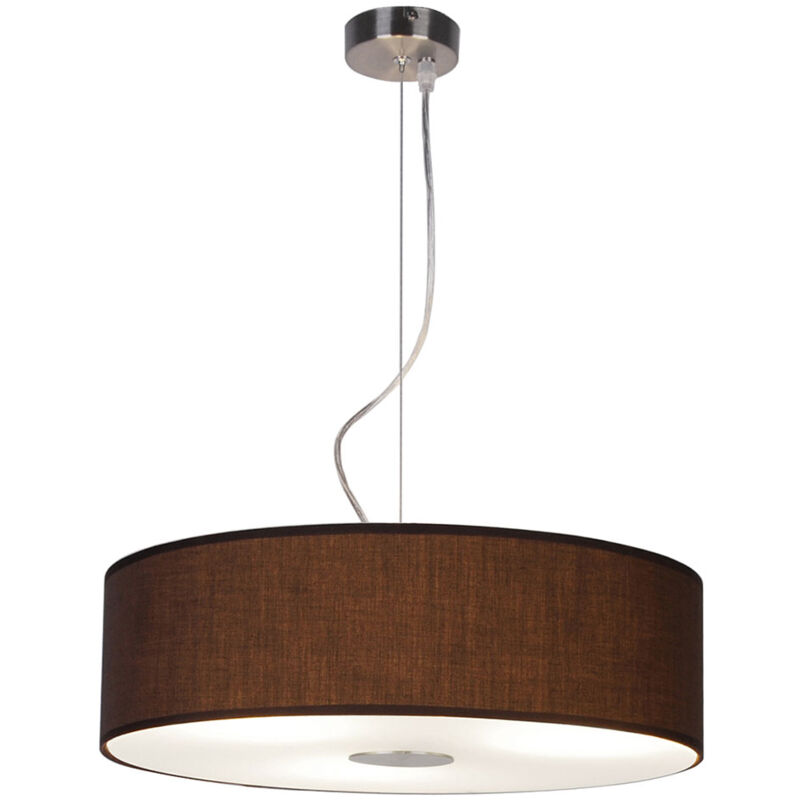 foto del prodotto lampada a sospensione lampada da soggiorno a sospensione tonda 1 fiamma lampada a sospensione paralume moderno in tessuto, acciaio satinato, vetro