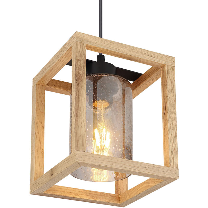 foto del prodotto lampada a sospensione, lampada da soggiorno, lampada da pranzo, lampada da cucina, metallo vetro mdf fum testa di moro, regolabile in altezza, 1x