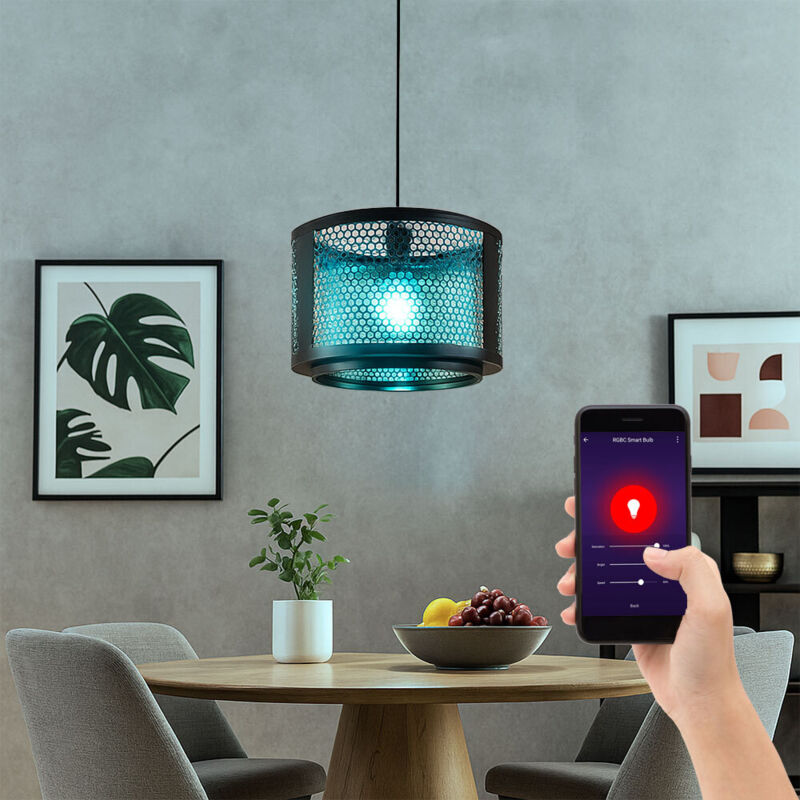 foto del prodotto lampada a sospensione lampada da soggiorno retr lampada da tavolo da pranzo, oro nero, paralume a griglia in metallo, 1x attacco e27, dxh 40x150 cm