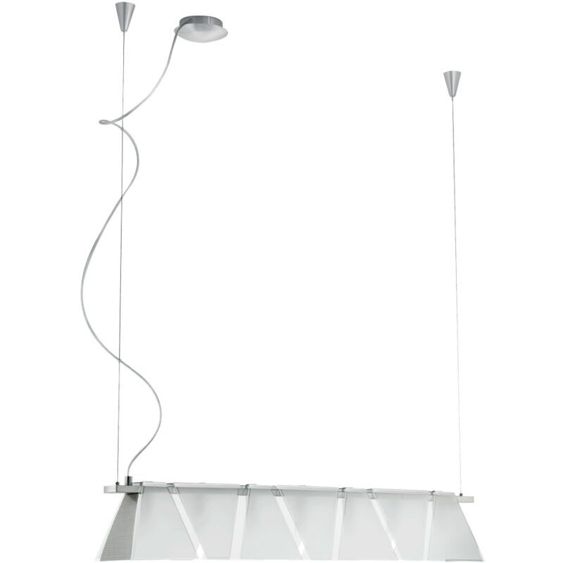 foto del prodotto lampada a sospensione lampada da tavolo da pranzo in vetro, lampada da soggiorno, acciaio nichel opaco, trasparente satinato, 7x g9, lxh 95x110 cm