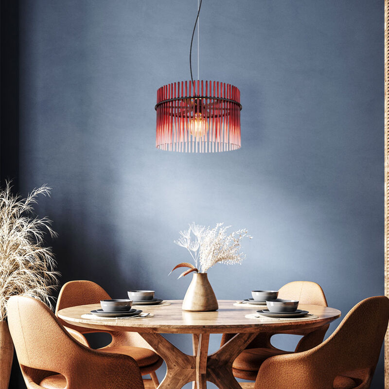 foto del prodotto lampada a sospensione lampada da tavolo lampada da tavolo in vetro aste rosso mora lampada a sospensione lampada da soggiorno, nero, 1x e27, dxh 40 x