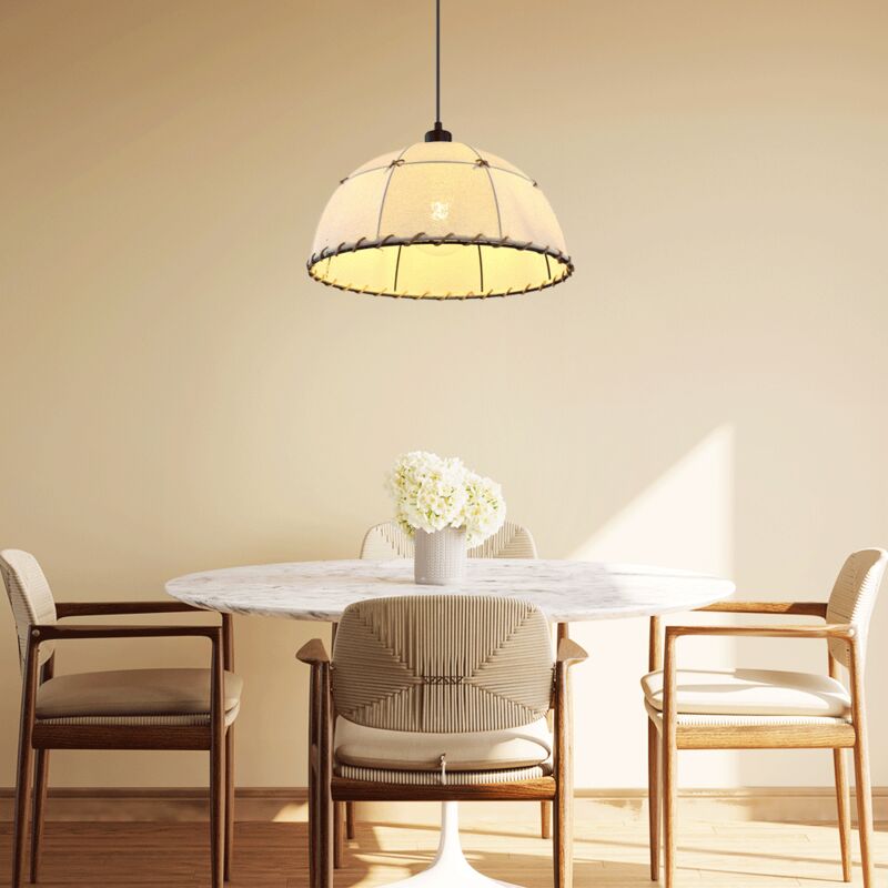 foto del prodotto lampada a sospensione lampada in corda corda di canapa nero beige e27 lampada a sospensione soggiorno vintage, metallo, 1x attacco e27, dxh 420x120 cm