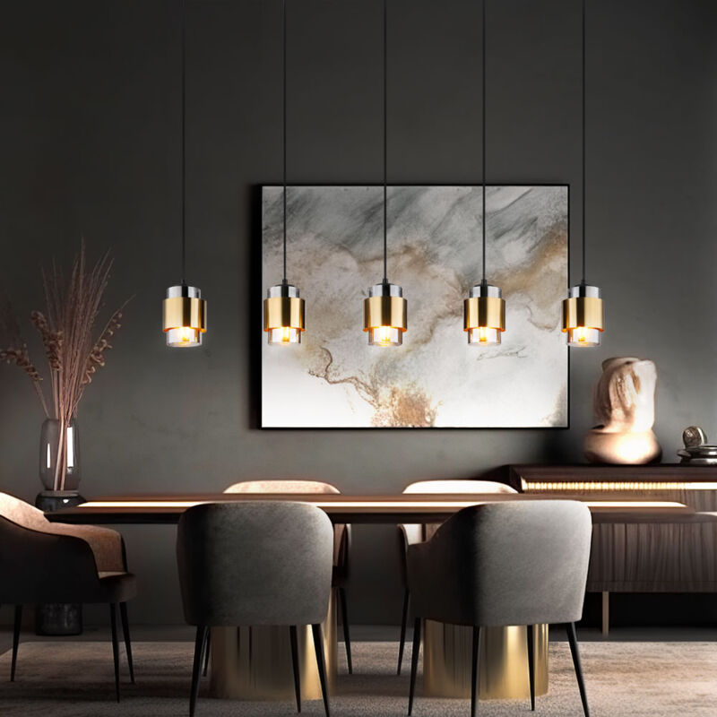 foto del prodotto lampada a sospensione lampada sala da pranzo lampada a sospensione lampada soggiorno lampada tavolo da pranzo, metallo nero ottone anello vetro color