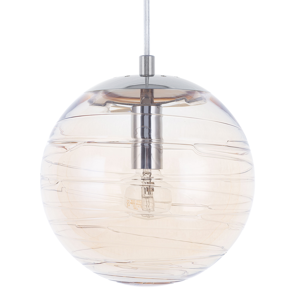 foto del prodotto lampada a sospensione lampadario a globo moderno in vetro colorato dorato