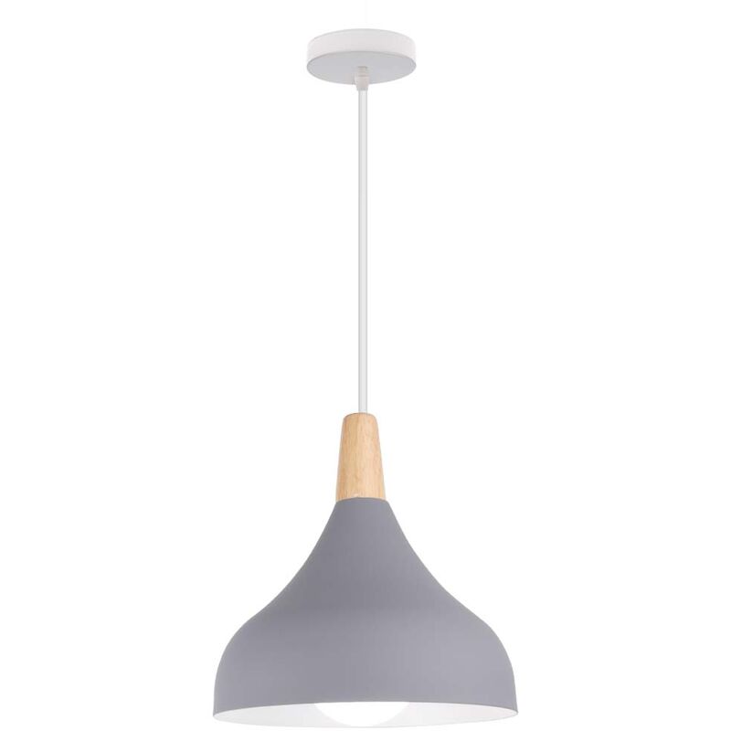 foto del prodotto lampada a sospensione, lampadario a soffitto con 20cm paralume cupolo in legno, moderna illuminazione con e27 supporto per soggiorno camera da letto