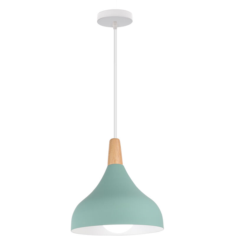 foto del prodotto lampada a sospensione, lampadario a soffitto con 20cm paralume cupolo in legno, moderna illuminazione con e27 supporto per soggiorno camera da letto