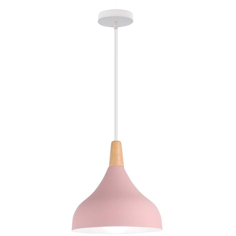 foto del prodotto lampada a sospensione, lampadario a soffitto con 20cm paralume cupolo in legno, moderna illuminazione con e27 supporto per soggiorno camera da letto