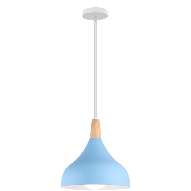 foto del prodotto lampada a sospensione, lampadario a soffitto con 20cm paralume cupolo in legno, moderna illuminazione con e27 supporto per soggiorno camera da letto