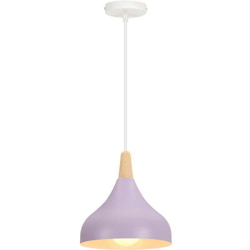 foto del prodotto lampada a sospensione, lampadario a soffitto con 20cm paralume cupolo in legno, moderna illuminazione con e27 supporto per soggiorno camera da letto