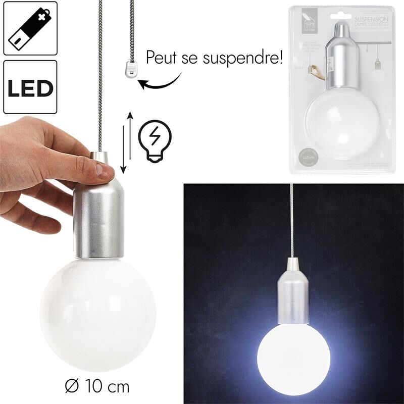 foto del prodotto lampada a sospensione lampadina argento l 110 cm paralume latte
