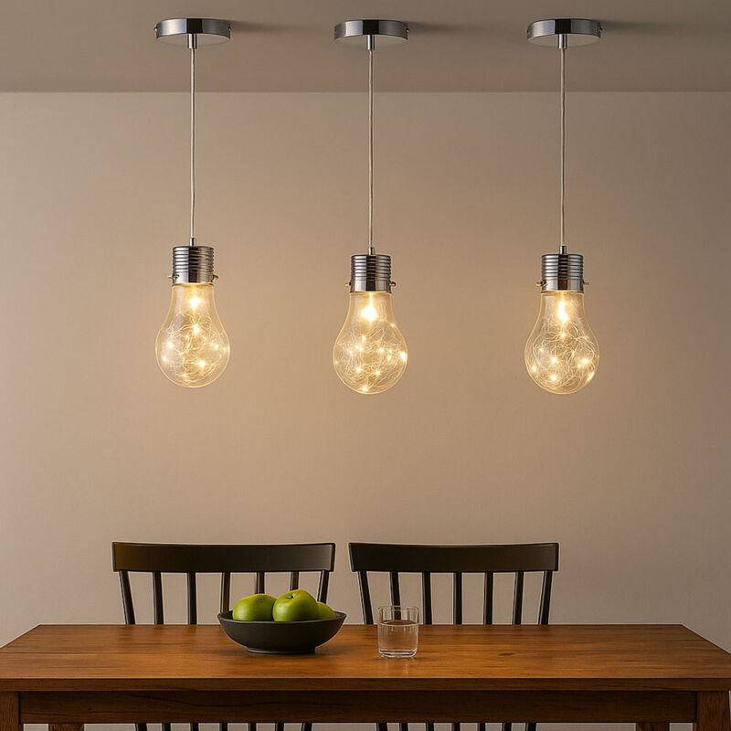 foto del prodotto lampada a sospensione lampadina vintage lampada soggiorno lampada a sospensione lampada decorativa e14, rete metallica, metallo cromato, attacco e14,