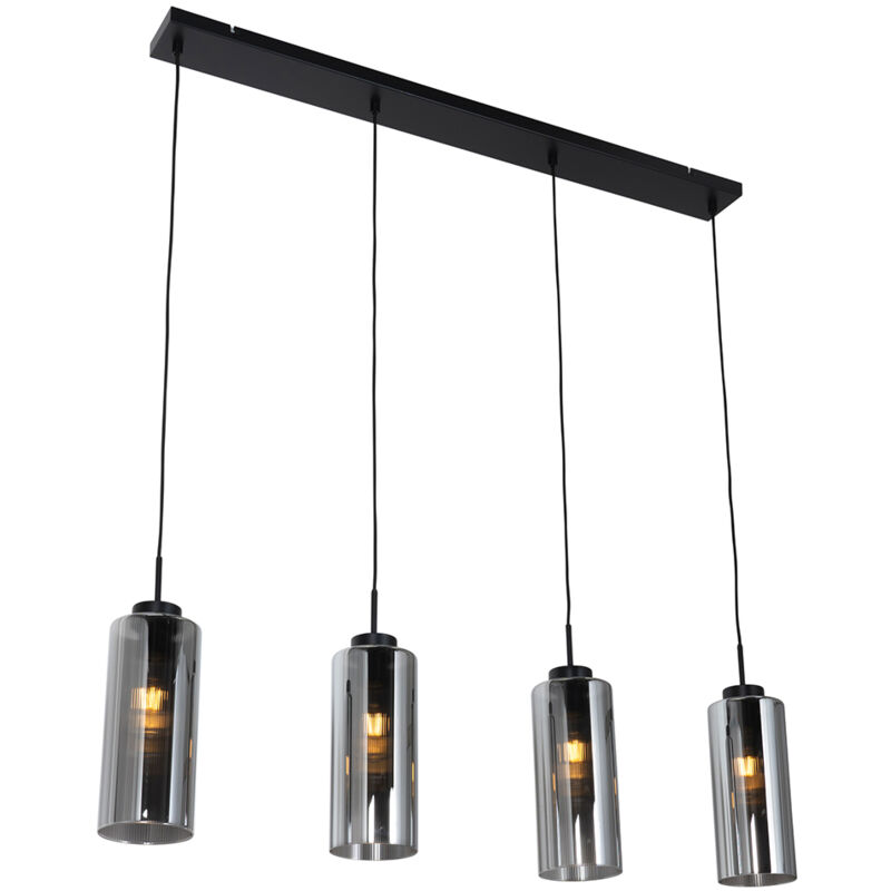 foto del prodotto lampada a sospensione laura moderno vetro,acciaio nero allungato e27 max. 4 x 7 watt qazqa