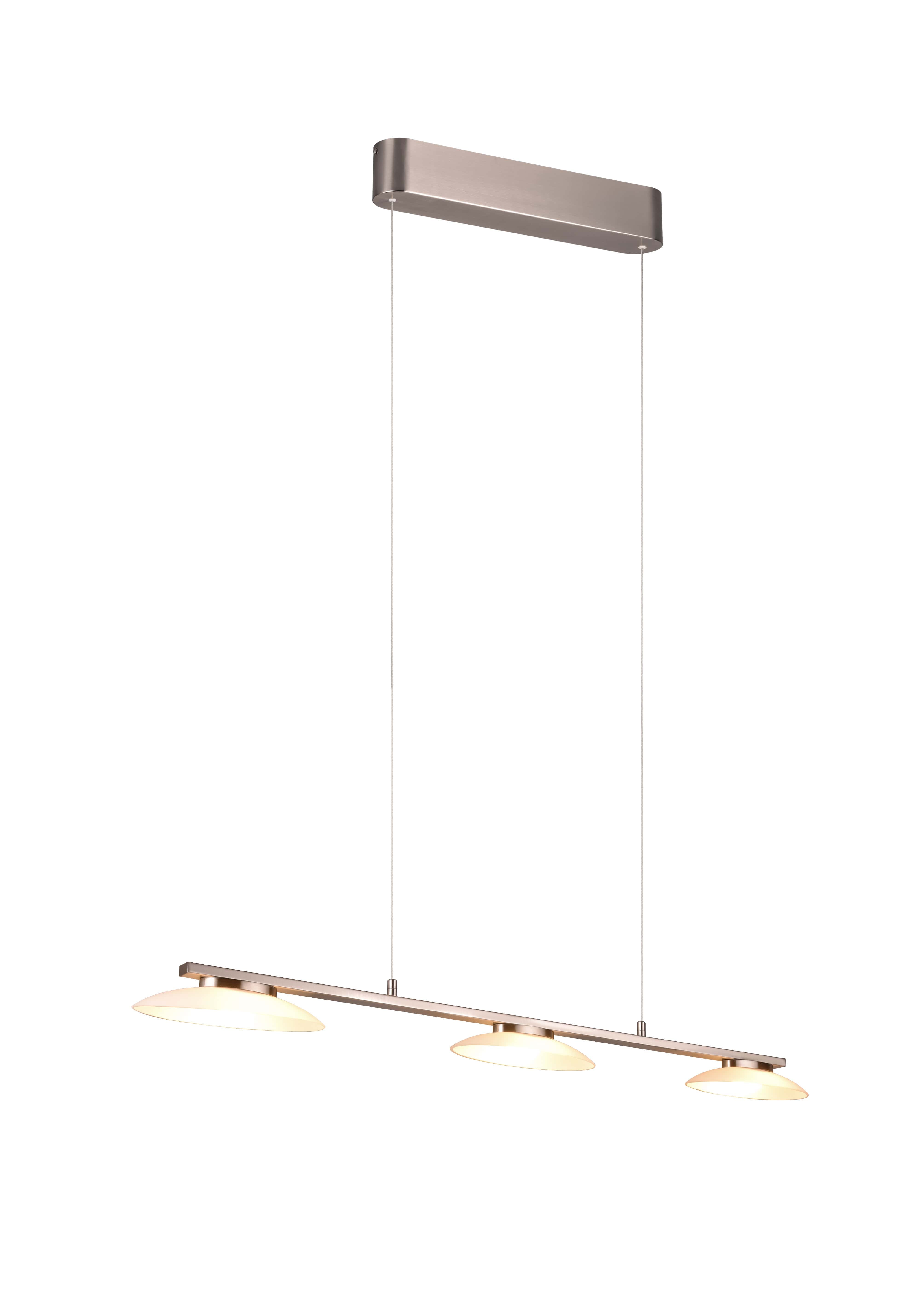 foto del prodotto lampada a sospensione led 3 diffusori merton nichel