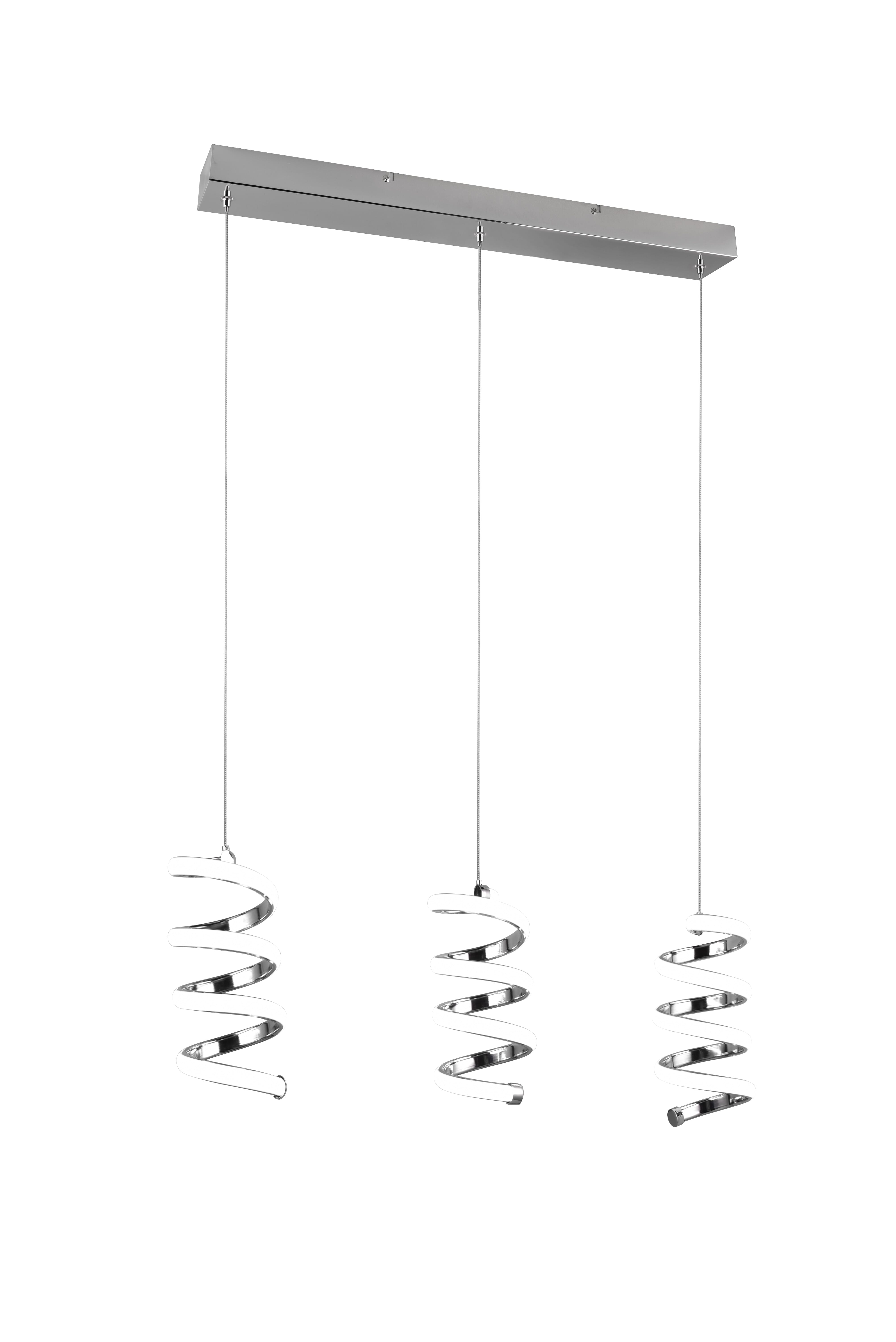 foto del prodotto lampada a sospensione led 3 spirali deauville cromo