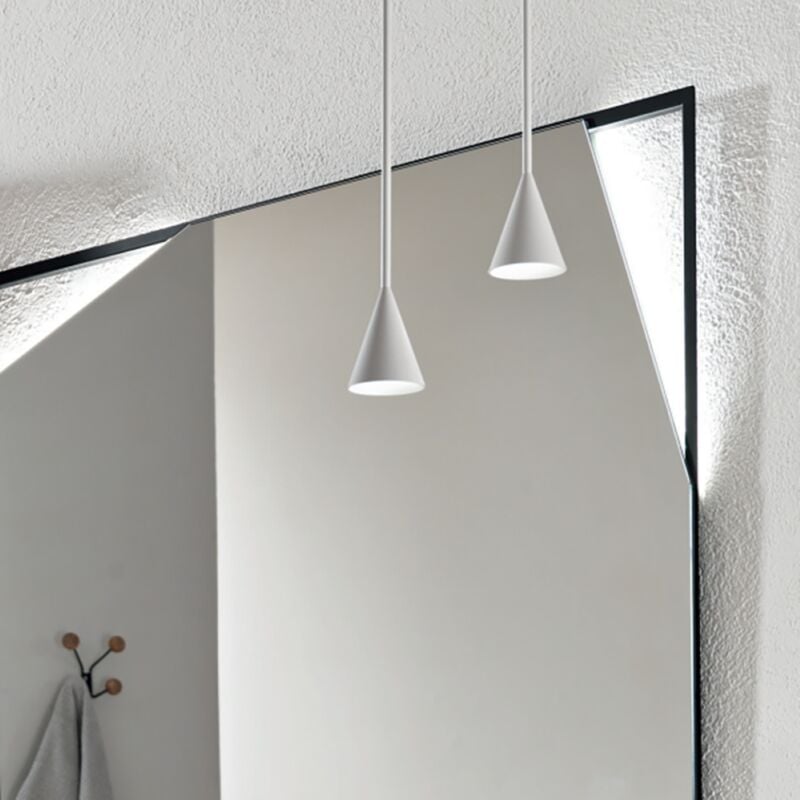 foto del prodotto lampada a sospensione led d8 cm in alluminio verniciato a polvere bianco lex