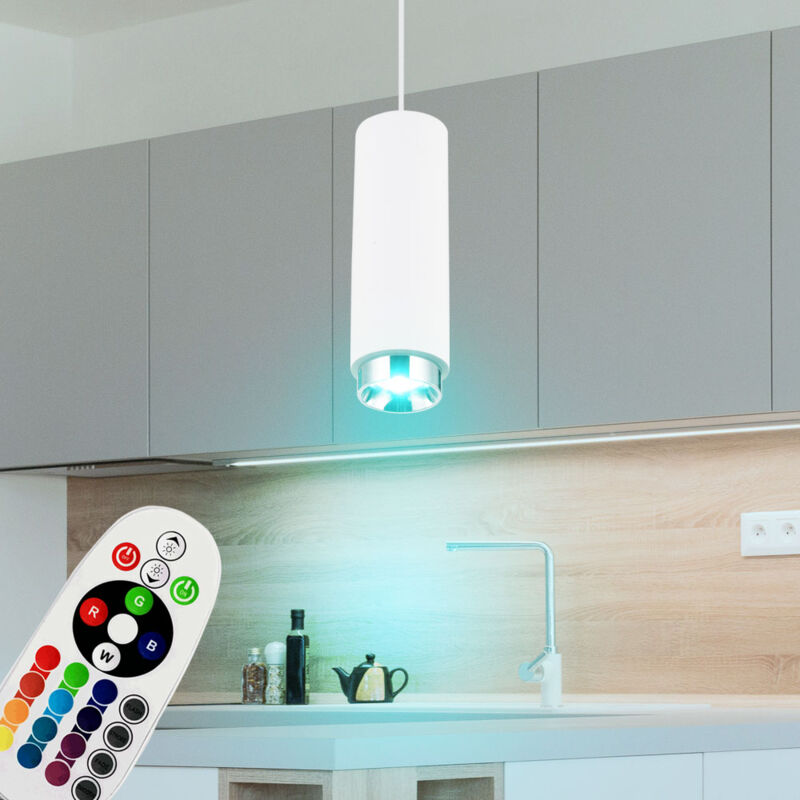 foto del prodotto lampada a sospensione led dimmerabile con telecomando lampada da soggiorno in gesso lampada a sospensione lampada da tavolo da pranzo cambio colore
