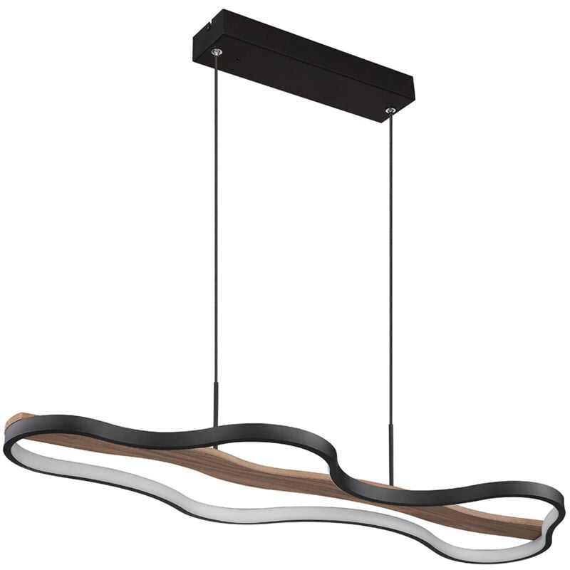foto del prodotto lampada a sospensione led dimmerabile nera lampada da tavolo lampada a sospensione in legno telecomando cct luce notturna, alluminio, metallo, 30w