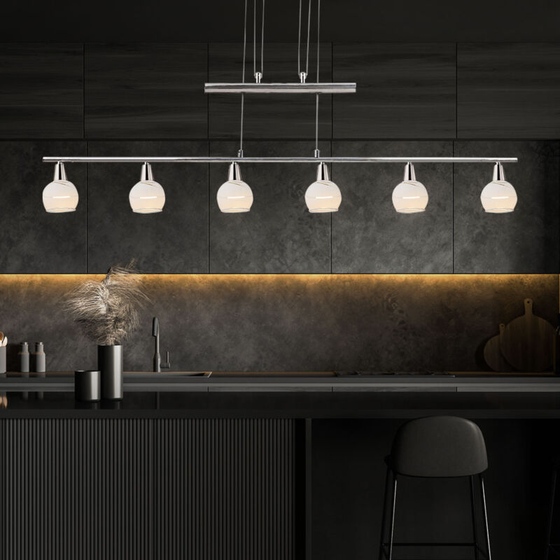 foto del prodotto lampada a sospensione led, lampada a sospensione a tirante, lampada soggiorno, lampada sala da pranzo, lampada cucina regolabile in altezza, metallo