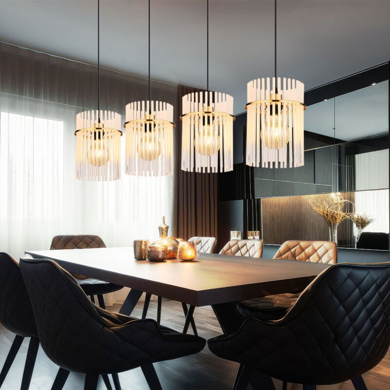 foto del prodotto lampada a sospensione led lampada a sospensione aste in vetro sala da pranzo luce da soffitto lampada da soggiorno oro, opale chiaro, metallo, 4x 9w