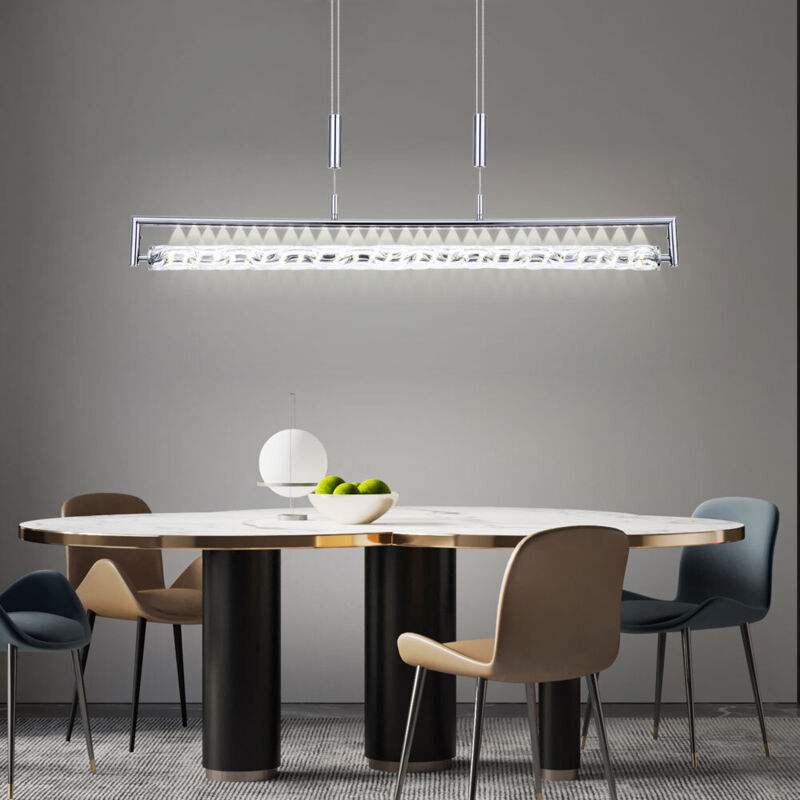 foto del prodotto lampada a sospensione led lampada a sospensione bar design cromato regolabile in altezza h 160 cm soggiorno