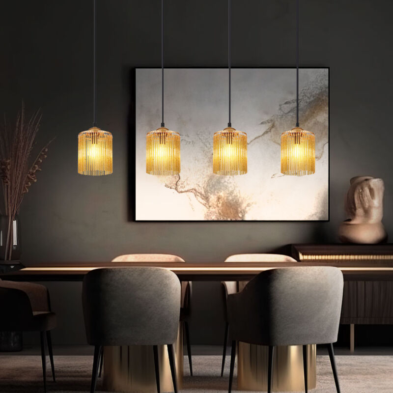 foto del prodotto lampada a sospensione led oro lampada da tavolo lampada a sospensione sala da pranzo ambra, metallo acrilico, 4x 6w 700lm bianco caldo, lxlxh