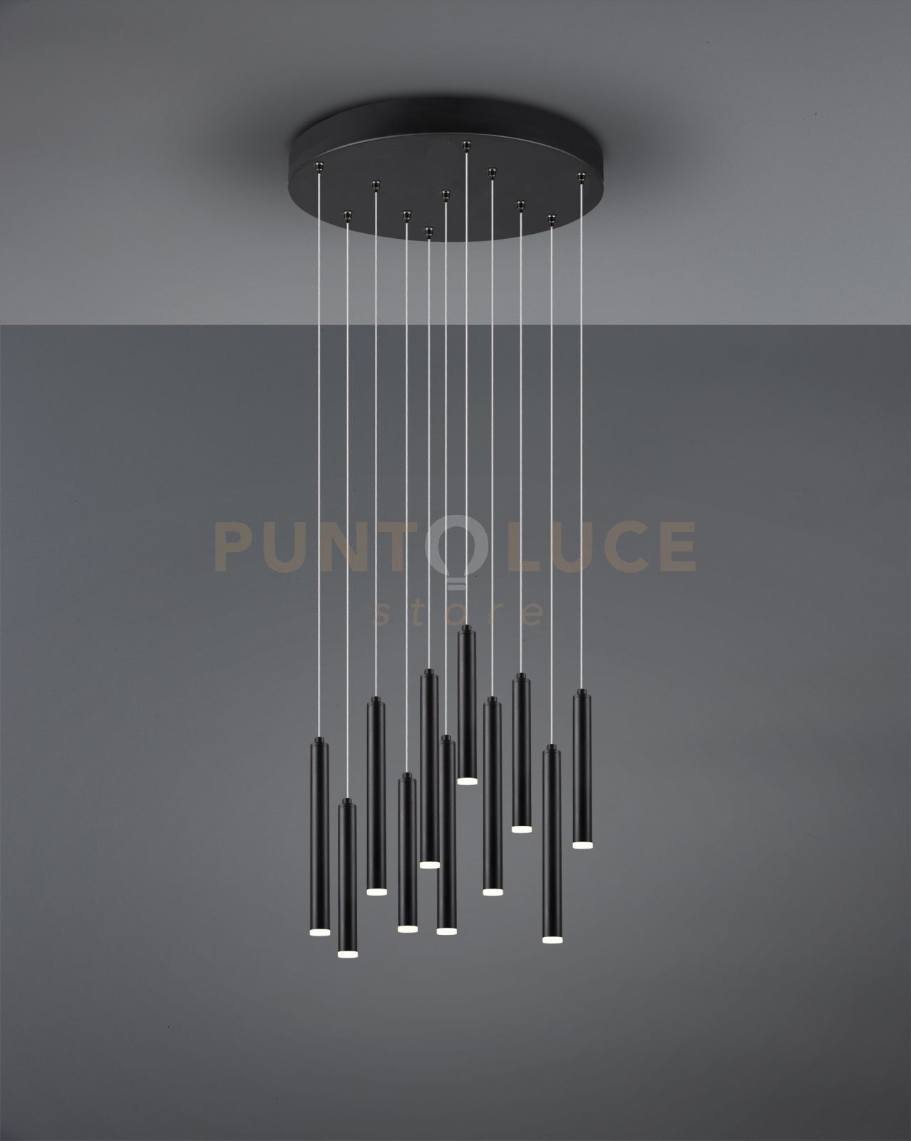 foto del prodotto lampada a sospensione led rotonda, metallo, nero, d 40 cm, tubular