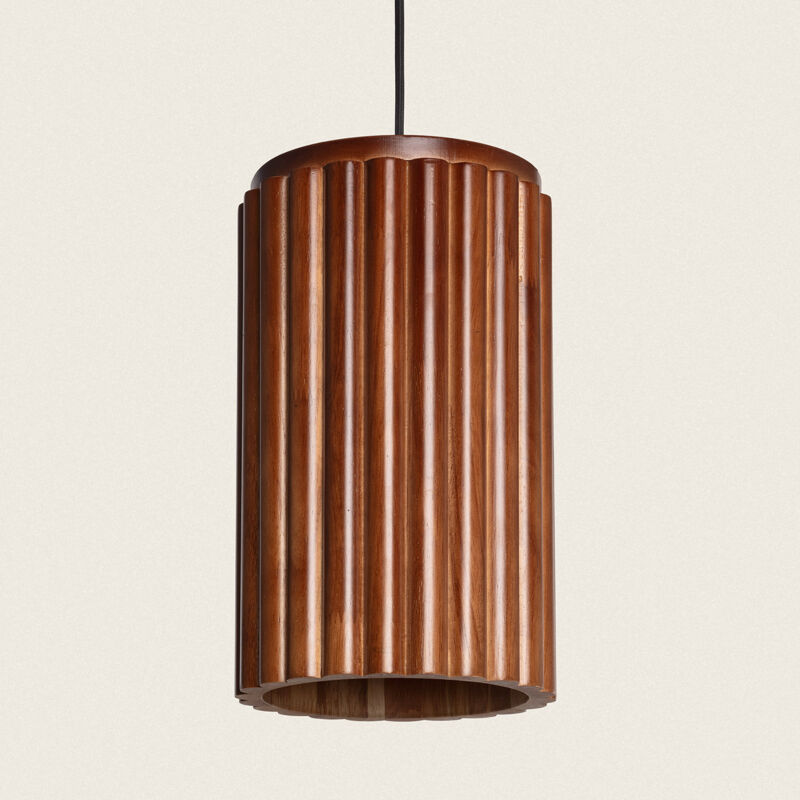 foto del prodotto lampada a sospensione legno mirto marrone