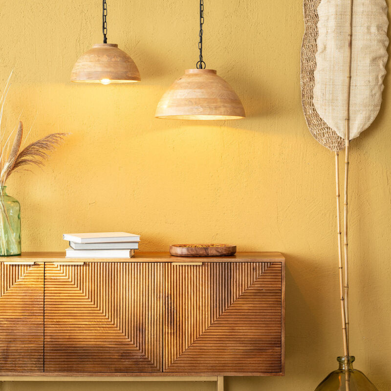 foto del prodotto lampada a sospensione legno naisha s iluzzia marrone