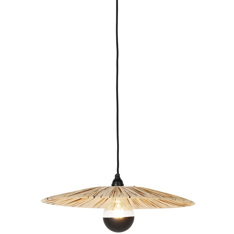 foto del prodotto lampada a sospensione leia rustico corda,acciaio legno nero tondo max. 1 x watt qazqa
