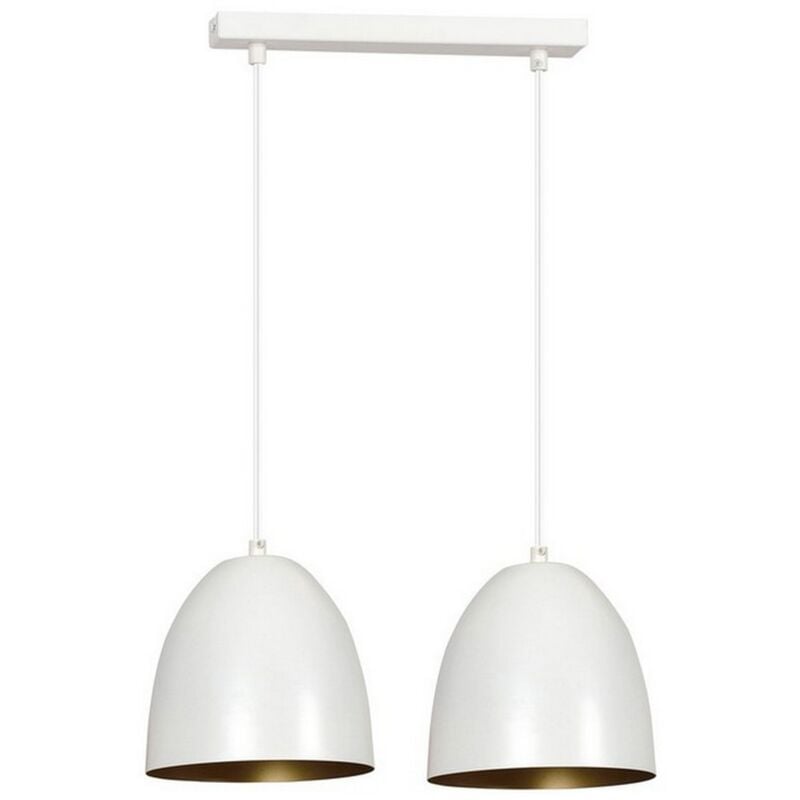 foto del prodotto lampada a sospensione lenox, acciaio verniciato a polvere, bianco, oro, 45x80x18 cm