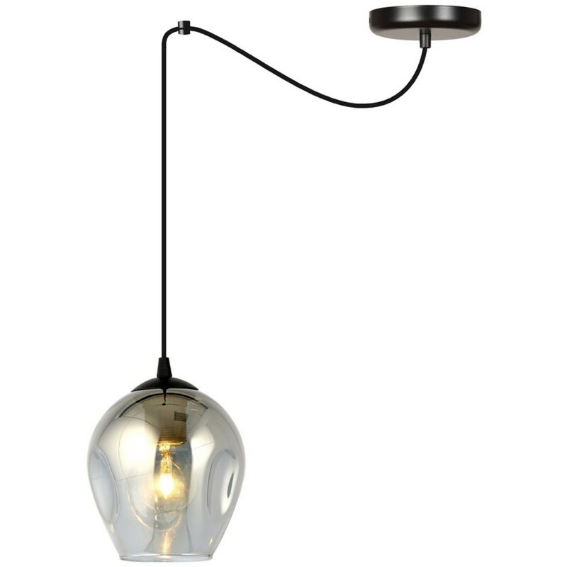 foto del prodotto lampada a sospensione level, acciaio verniciato a polvere, vetro, nero, grigio, 14x200x14 cm