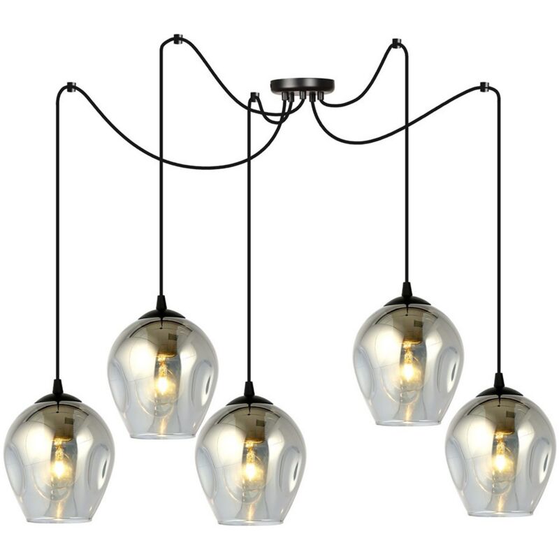 foto del prodotto lampada a sospensione level, acciaio verniciato a polvere, vetro, nero, grigio, 14x200x50 cm