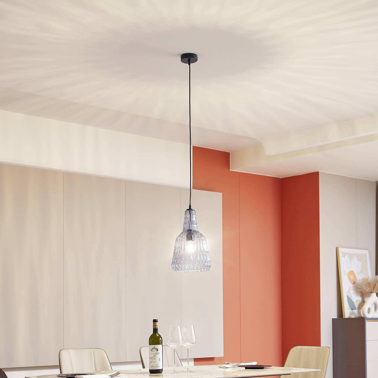 foto del prodotto lampada a sospensione lindby belarion, grigio, 1 luce, vetro, 23 cm