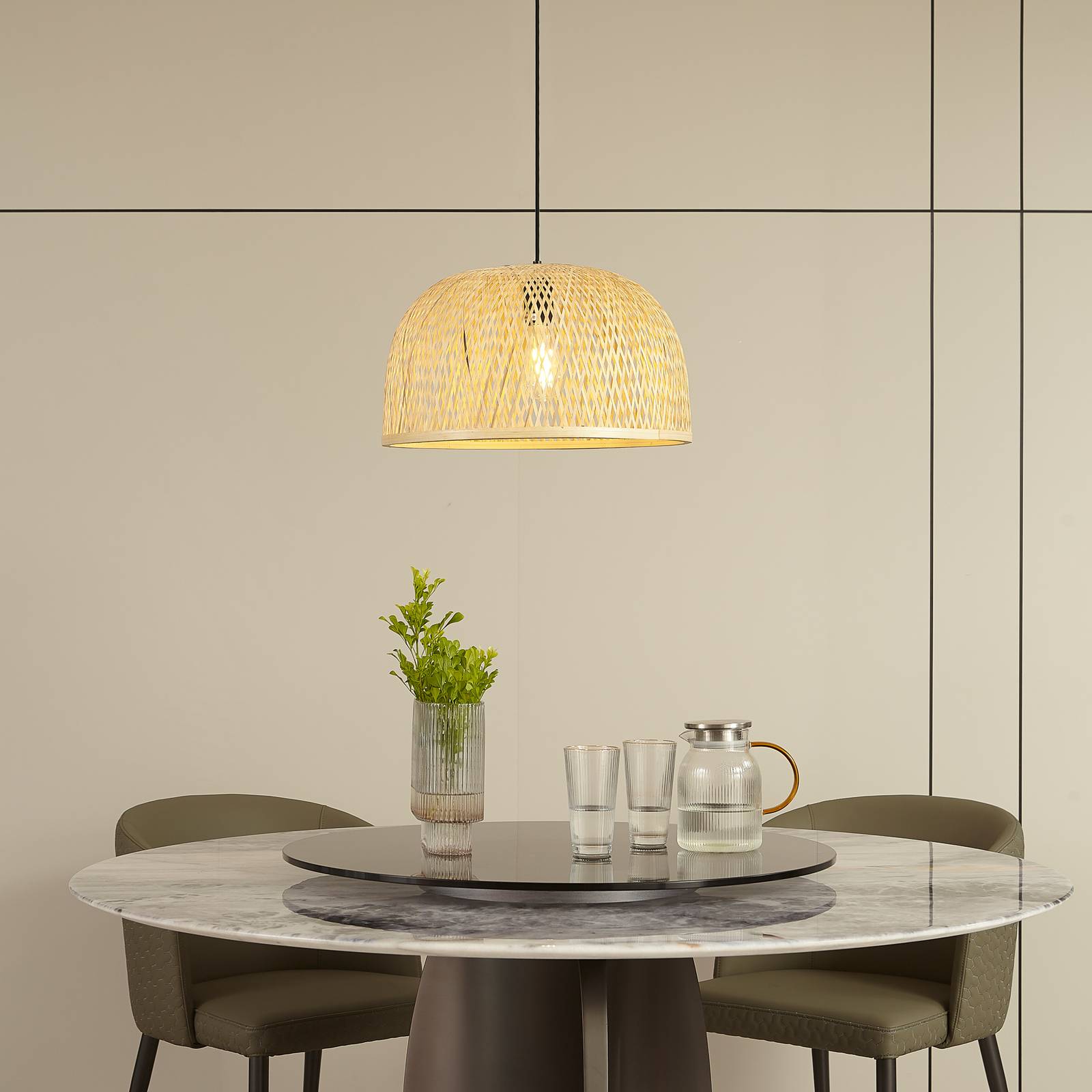 foto del prodotto lampada a sospensione lindby dabila, bamb , 45 cm, e27