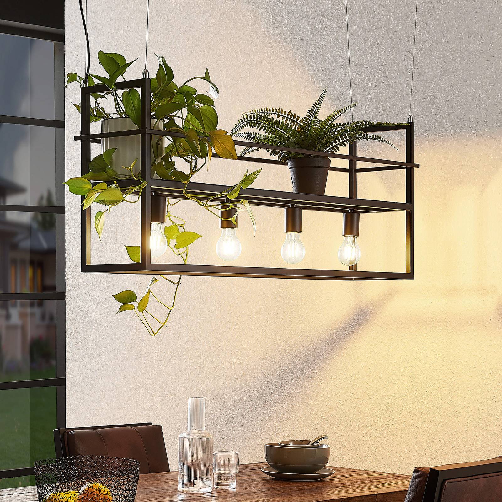 foto del prodotto lampada a sospensione lindby grisela, mensola, nero, metallo, 120 cm