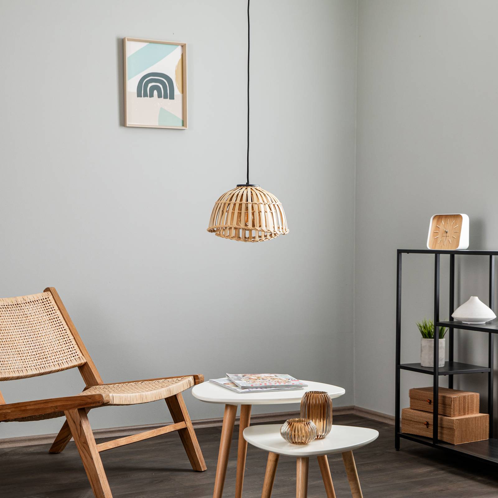 foto del prodotto lampada a sospensione lindby ilajus, 30 cm, bamb , e27