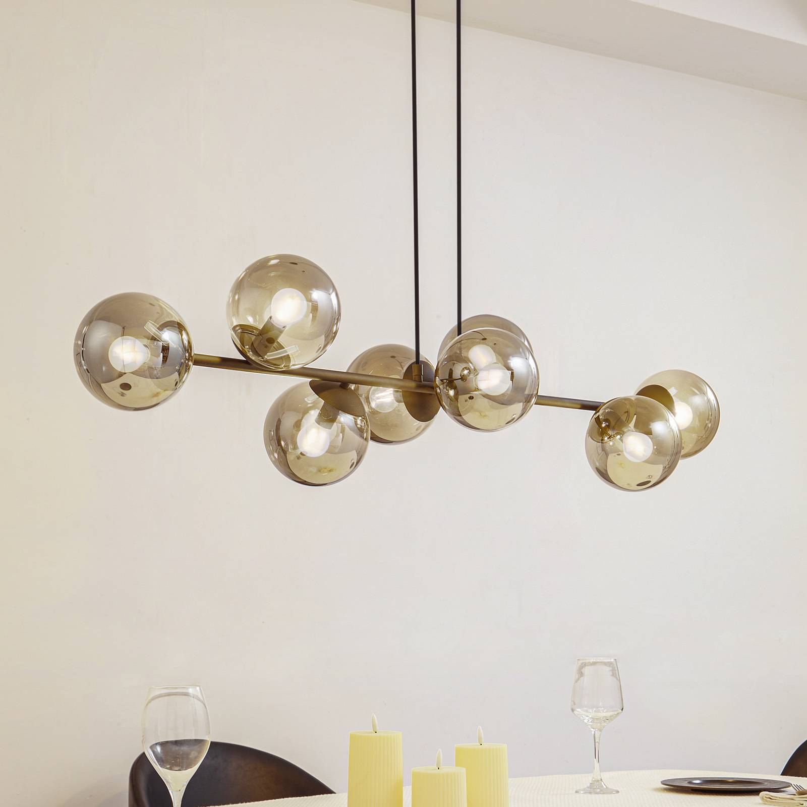 foto del prodotto lampada a sospensione lindby isamer, grigio fumo, 130 cm, globo