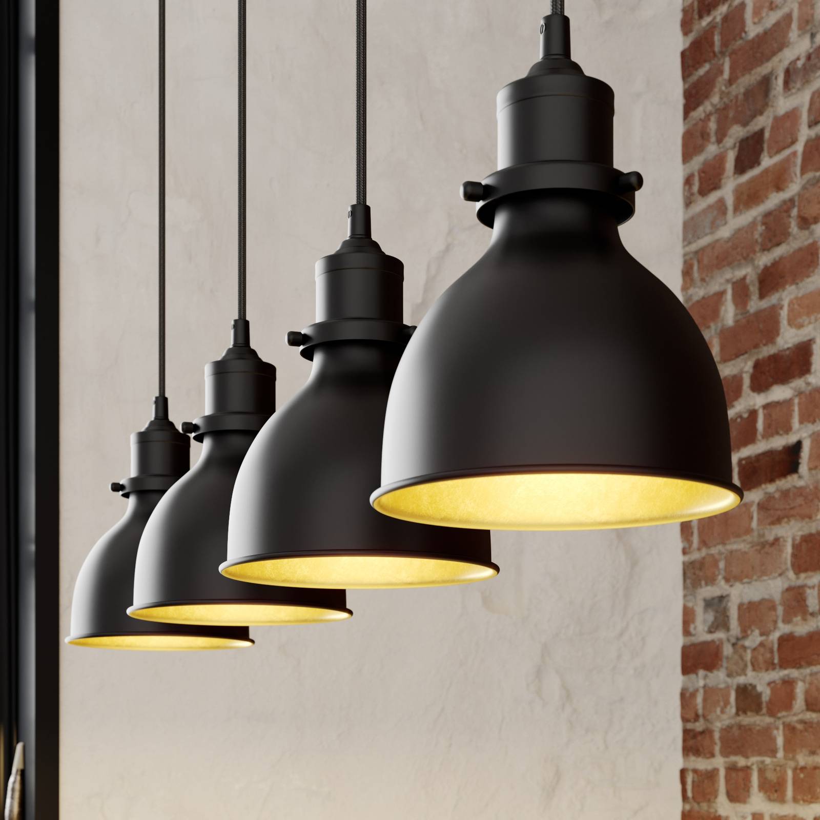 foto del prodotto lampada a sospensione lindby jasminka, nero oro, metallo, a 4 luci.