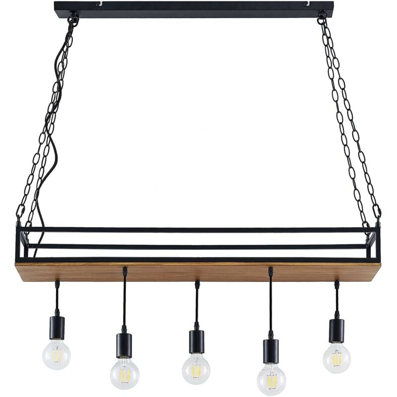 foto del prodotto lampada a sospensione lindby kirista, a 5 luci, nero, legno, 100 cm