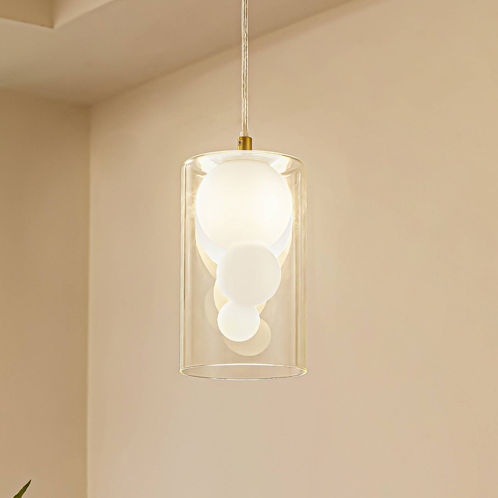 foto del prodotto lampada a sospensione lindby kupla, opale chiaro, vetro, a 1 luce, g9