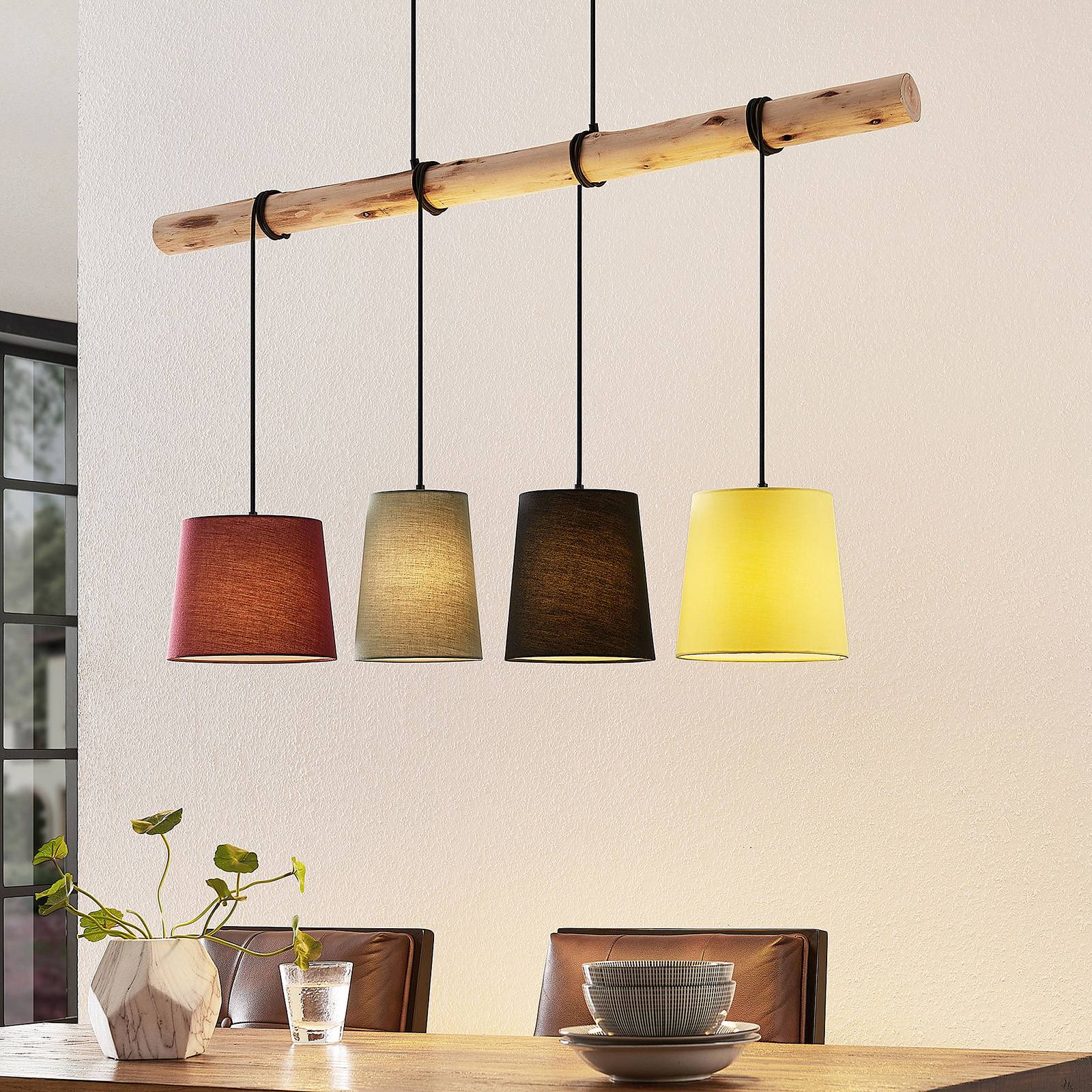 foto del prodotto lampada a sospensione lindby moscow , colorata, tessuto, legno, e27, 116 cm