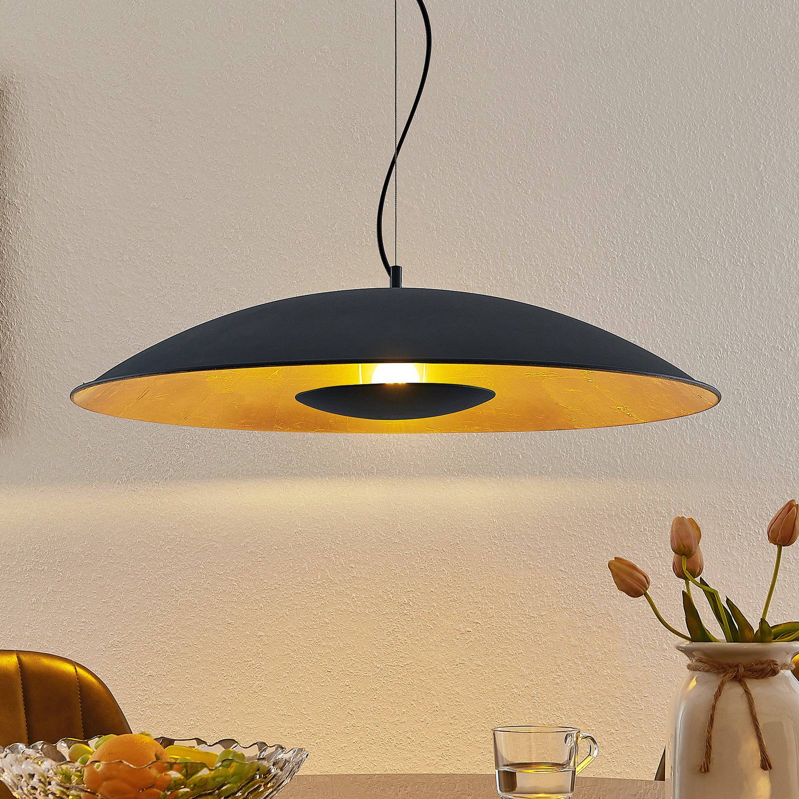 foto del prodotto lampada a sospensione lindby narisara, 80 cm, e27, nero oro