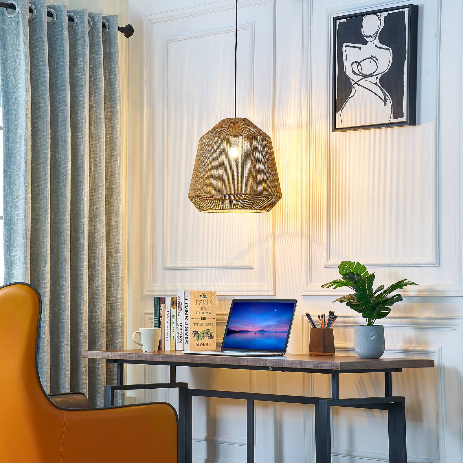 foto del prodotto lampada a sospensione lindby otso, altezza 40 cm, bamb , e27