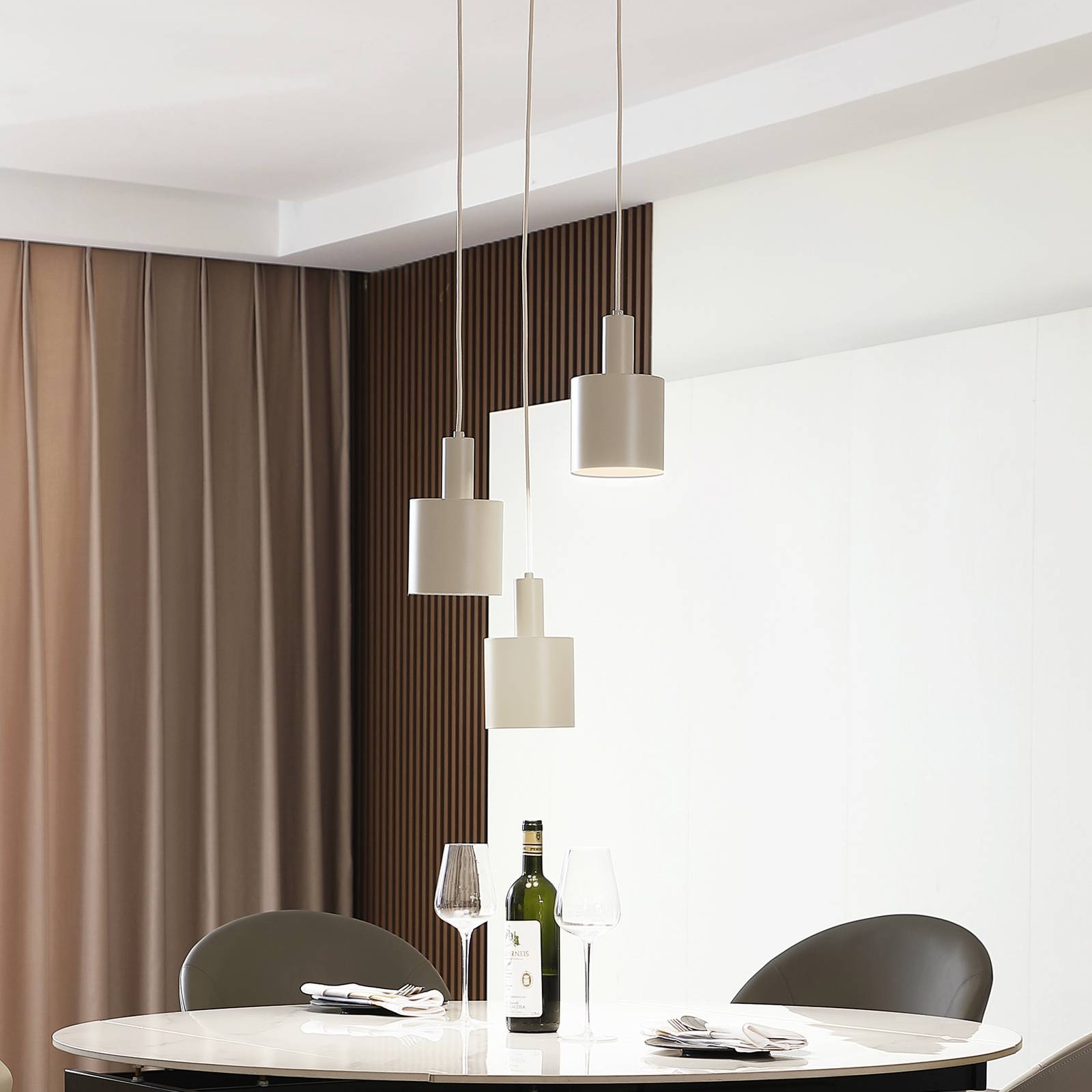 foto del prodotto lampada a sospensione lindby ovelia, beige, a 3 luci, metallo, e27