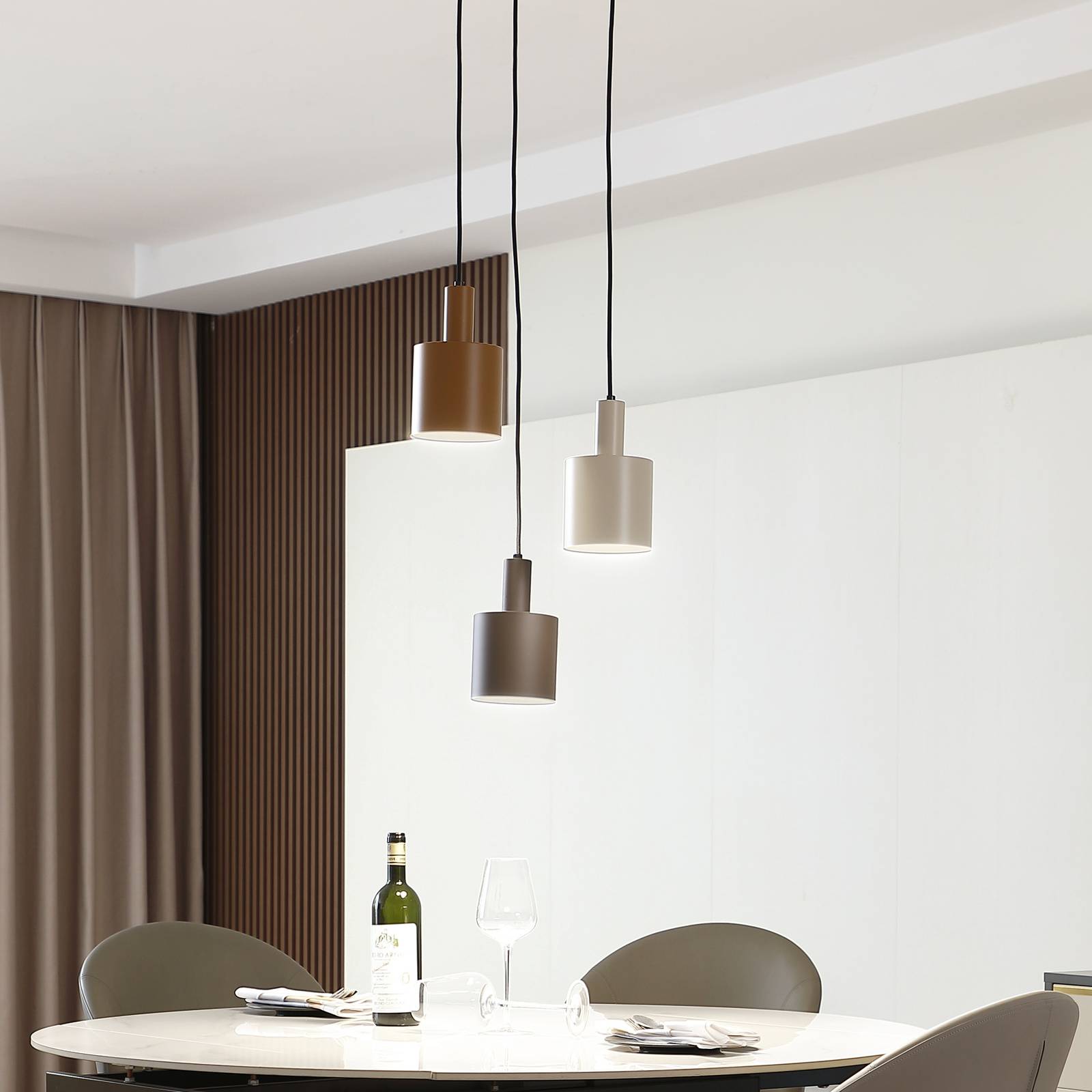 foto del prodotto lampada a sospensione lindby ovelia, marrone/caffè/beige, a 3 luci, e27